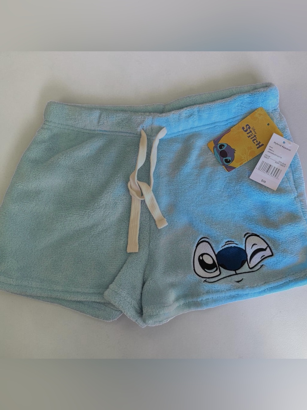 Women’s Disney Stitch Light Blue Plush Shorts Size S
